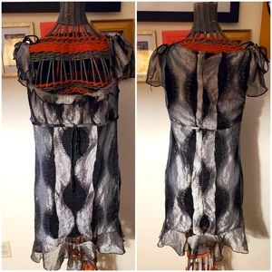 Lip Service HOUR OF DARKNESS Mini Dress Y2K 2002 XL Silver & Black RARE Babydoll